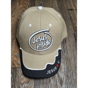 Kys Design Cap Jesus Inside Tan Khaki Religious Baseball Hat Strapback